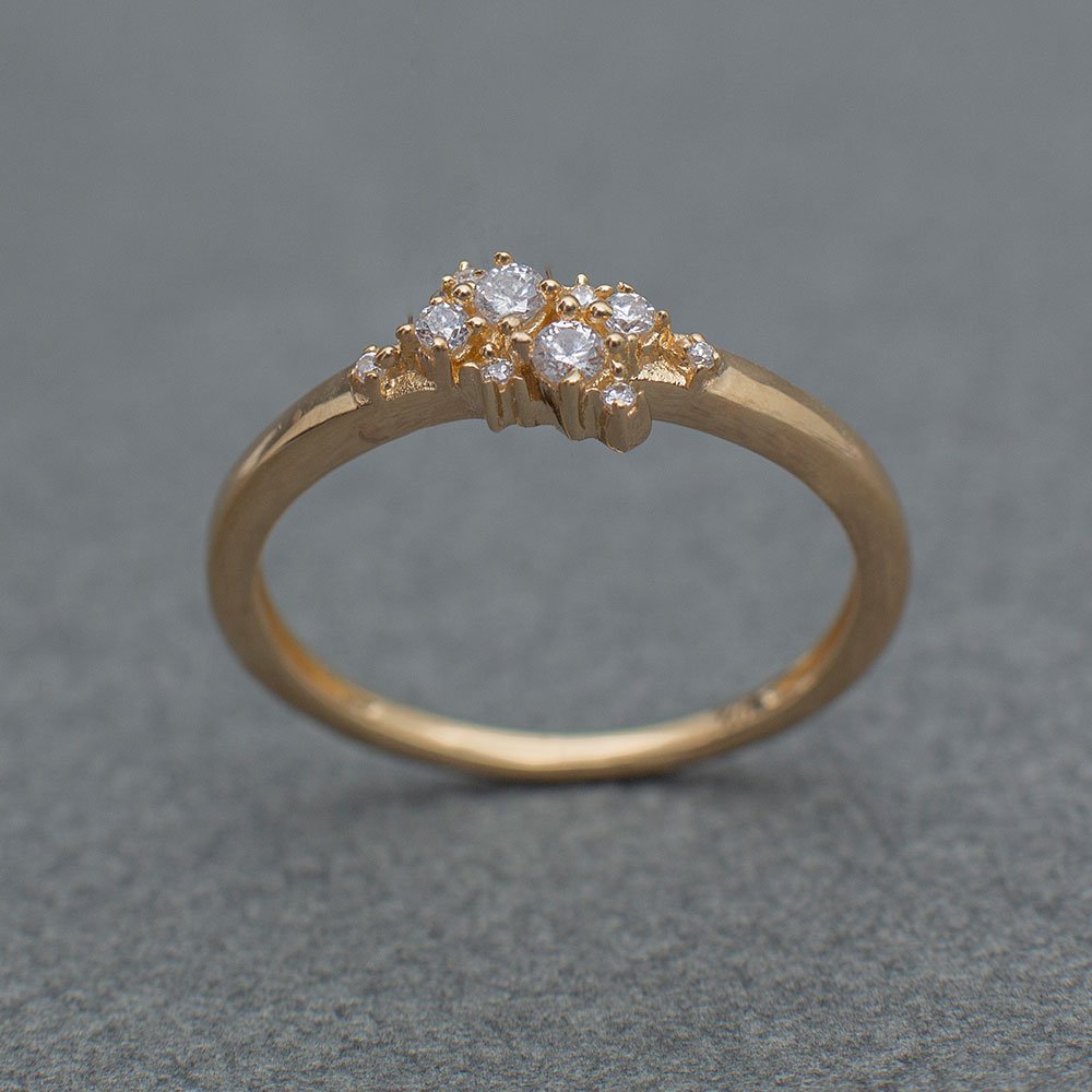 Sterling Silver Gold Plated Ring With White Cz